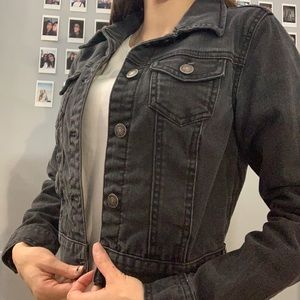 Cropped black jean jacket